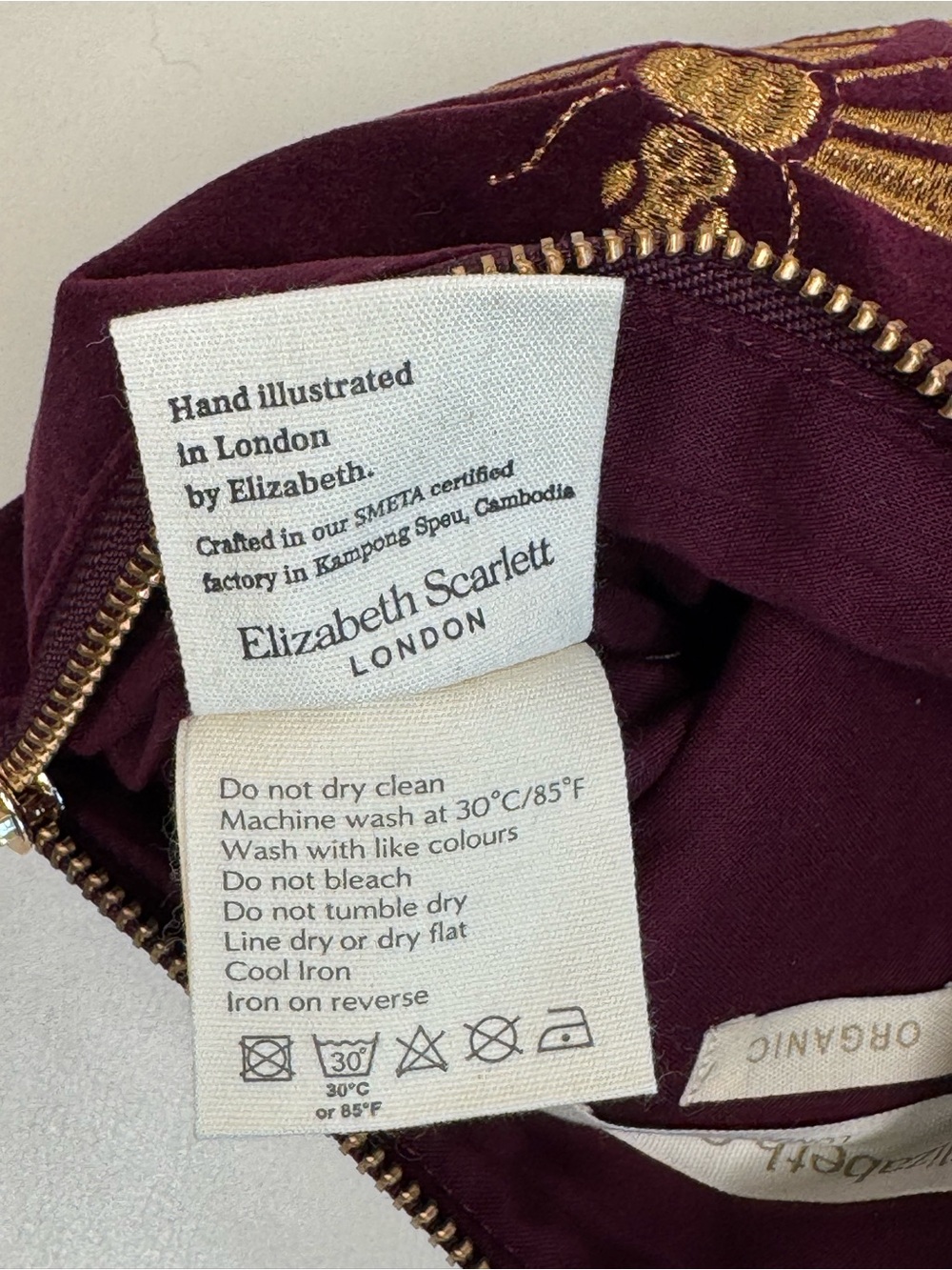 NWT Elizabeth Scarlett Honey Bee Embroidered Mini Pouch Bag in Plum Velvet - Picture 14 of 15